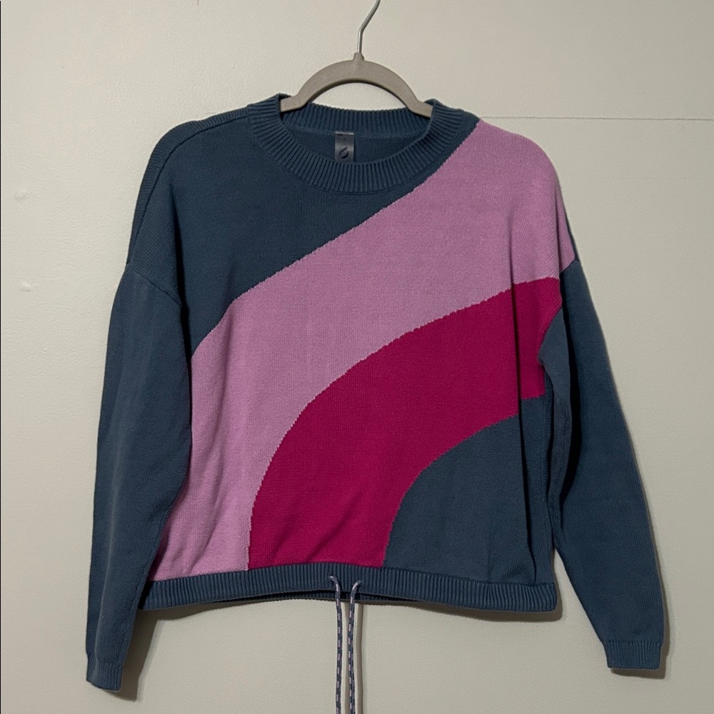 Lou & Grey Blue and Pink cotton Knit Sweater. Small.